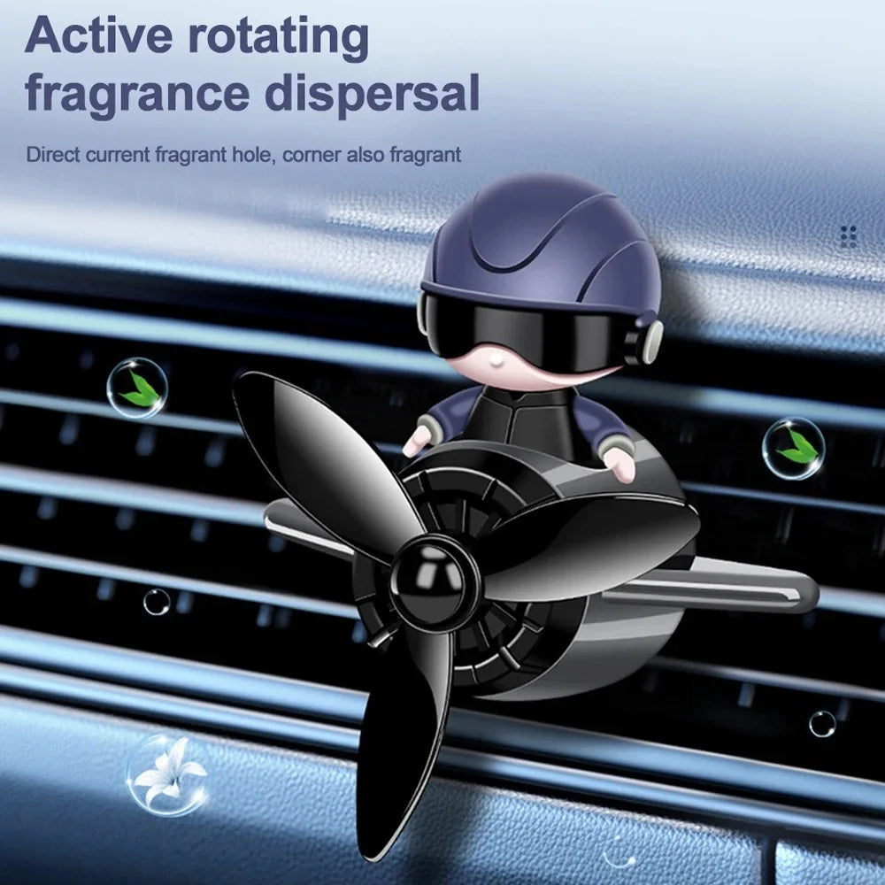 Car Air Freshener Aromatherapy Accessories Interior Perfume Diffuser Rotating Propeller Outlet Fragrance Cartoon Design Supplies
